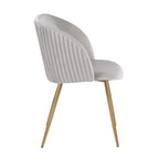 Fran Pleated Chair - Set of 2 - Gold Metal, Silver Velvet