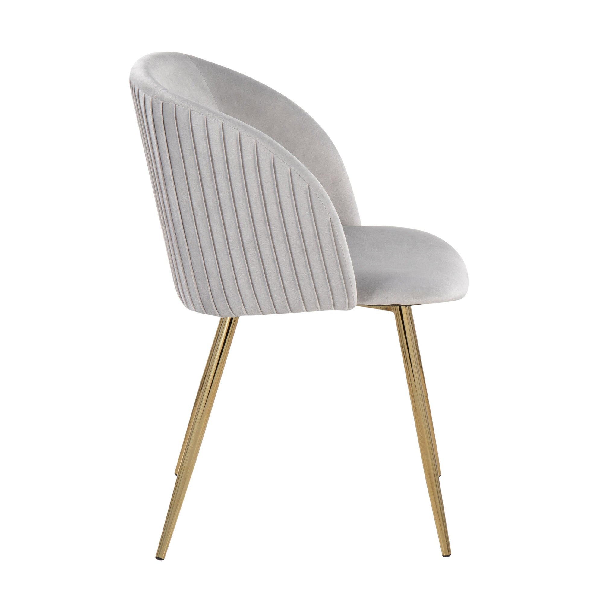 Fran Pleated Chair - Set of 2 - Gold Metal, Silver Velvet