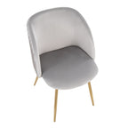 Fran Pleated Chair - Set of 2 - Gold Metal, Silver Velvet