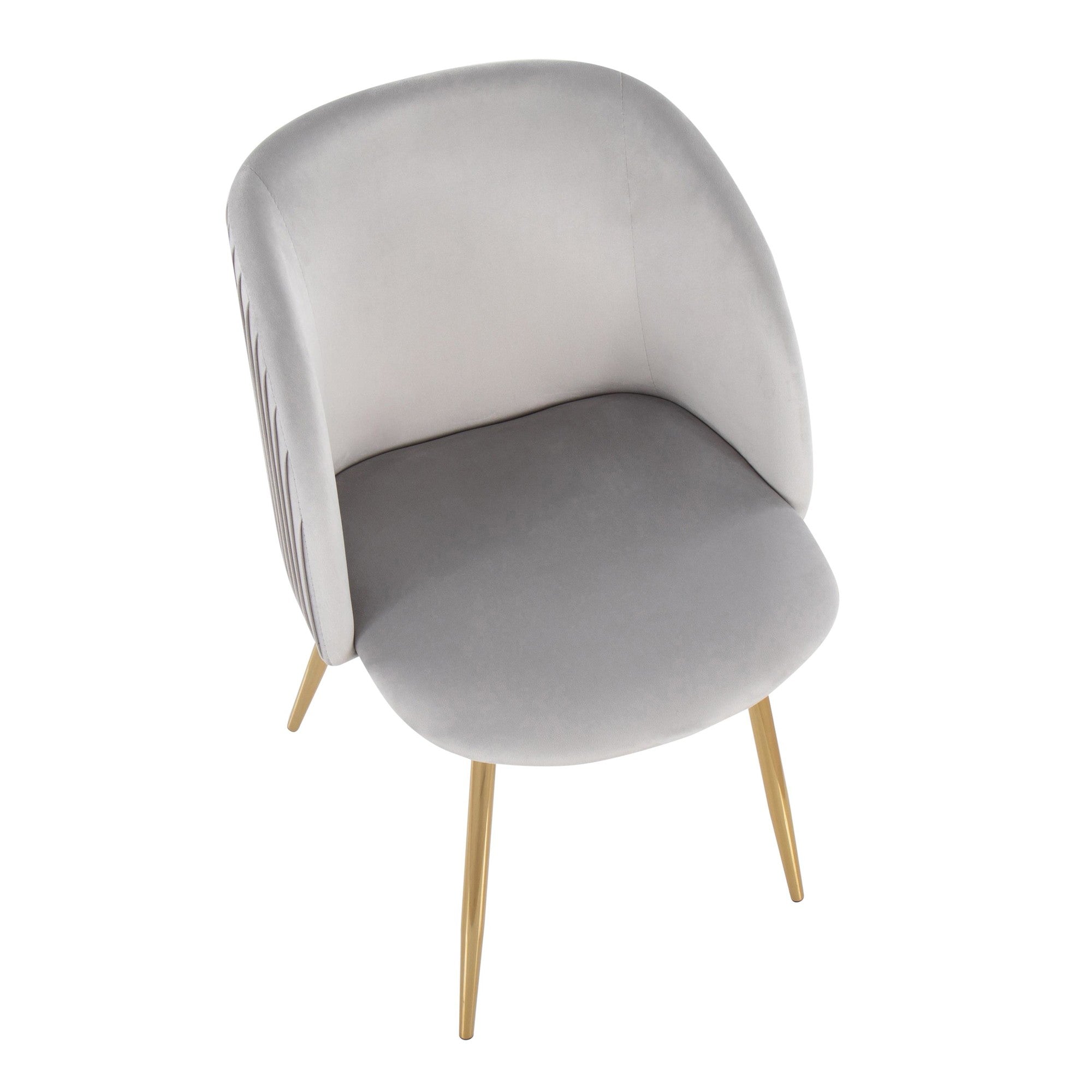 Fran Pleated Chair - Set of 2 - Gold Metal, Silver Velvet