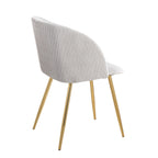 Fran Pleated Waves Chair - Set of 2 - Gold Metal, Silver Velvet