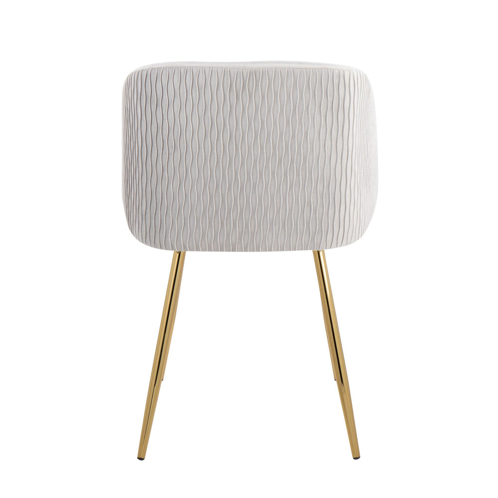 Fran Pleated Waves Chair - Set of 2 - Gold Metal, Silver Velvet