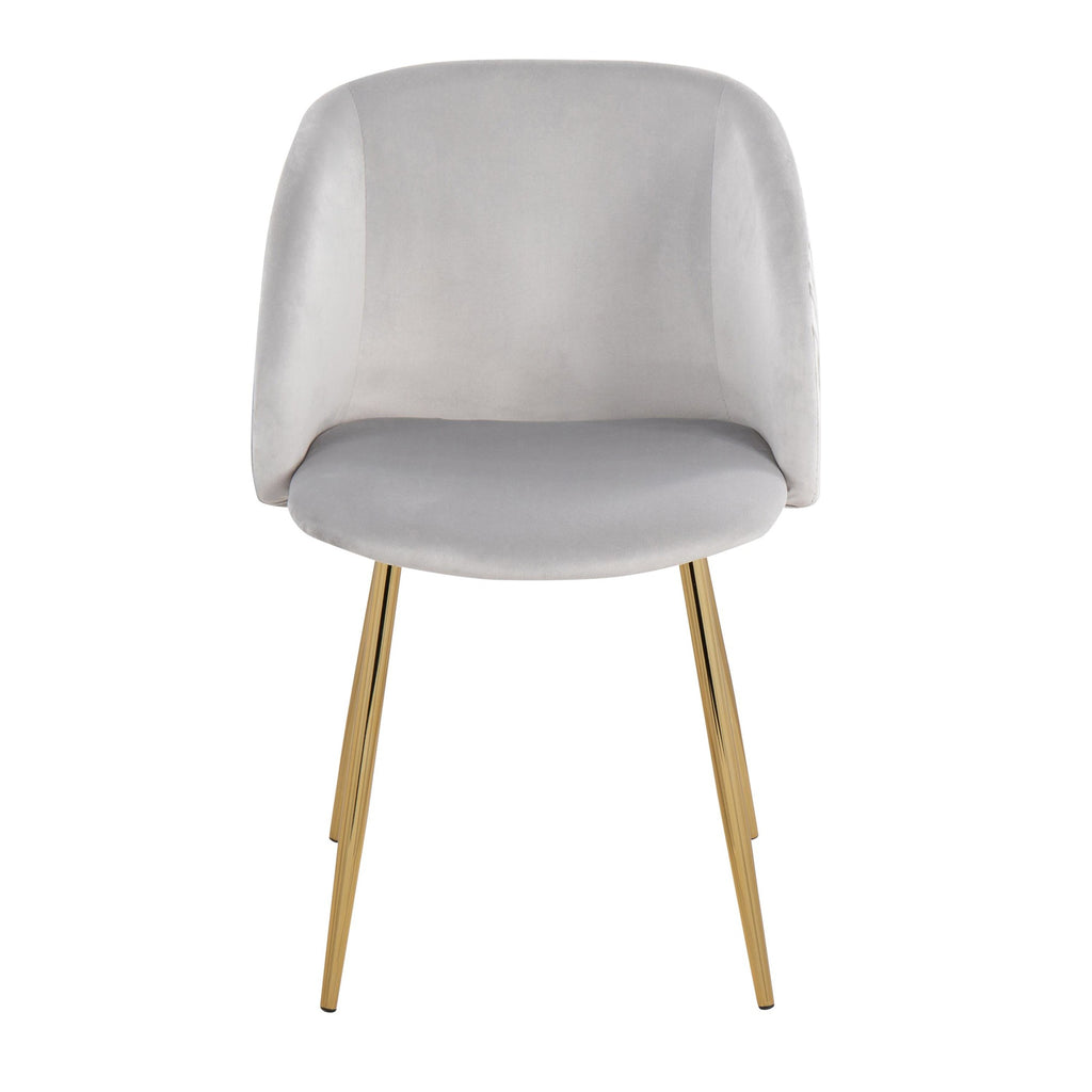 Fran Pleated Waves Chair - Set of 2 - Gold Metal, Silver Velvet
