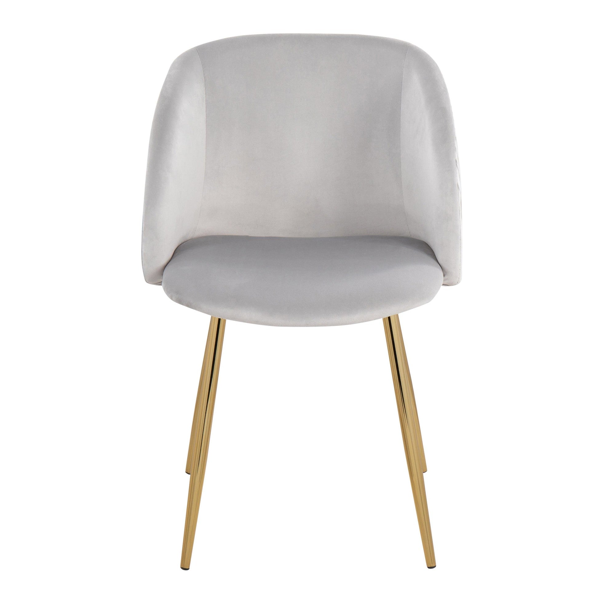 Fran Pleated Waves Chair - Set of 2 - Gold Metal, Silver Velvet