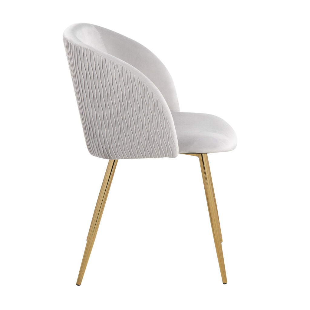 Fran Pleated Waves Chair - Set of 2 - Gold Metal, Silver Velvet