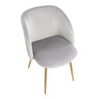 Fran Pleated Waves Chair - Set of 2 - Gold Metal, Silver Velvet