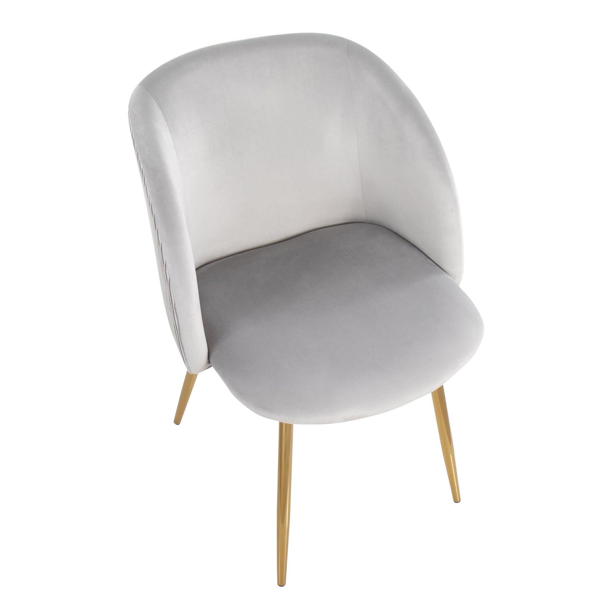 Fran Pleated Waves Chair - Set of 2 - Gold Metal, Silver Velvet