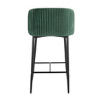 Fran Pleated 26" Fixed-Height Counter Stool - Set of 2 - Black Metal, Green Velvet