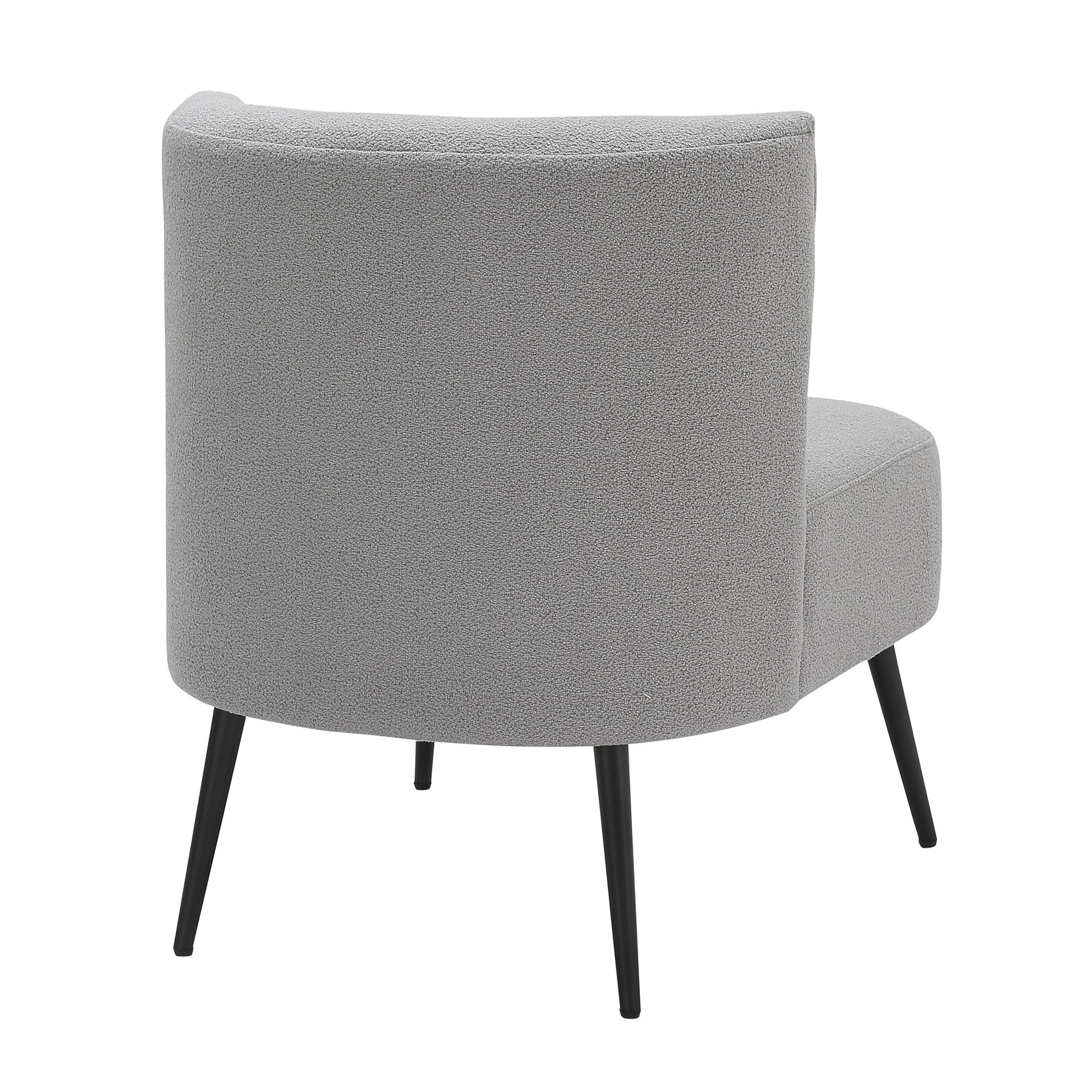 Fran Slipper Chair - Black Metal, Light Grey Sherpa Fabric