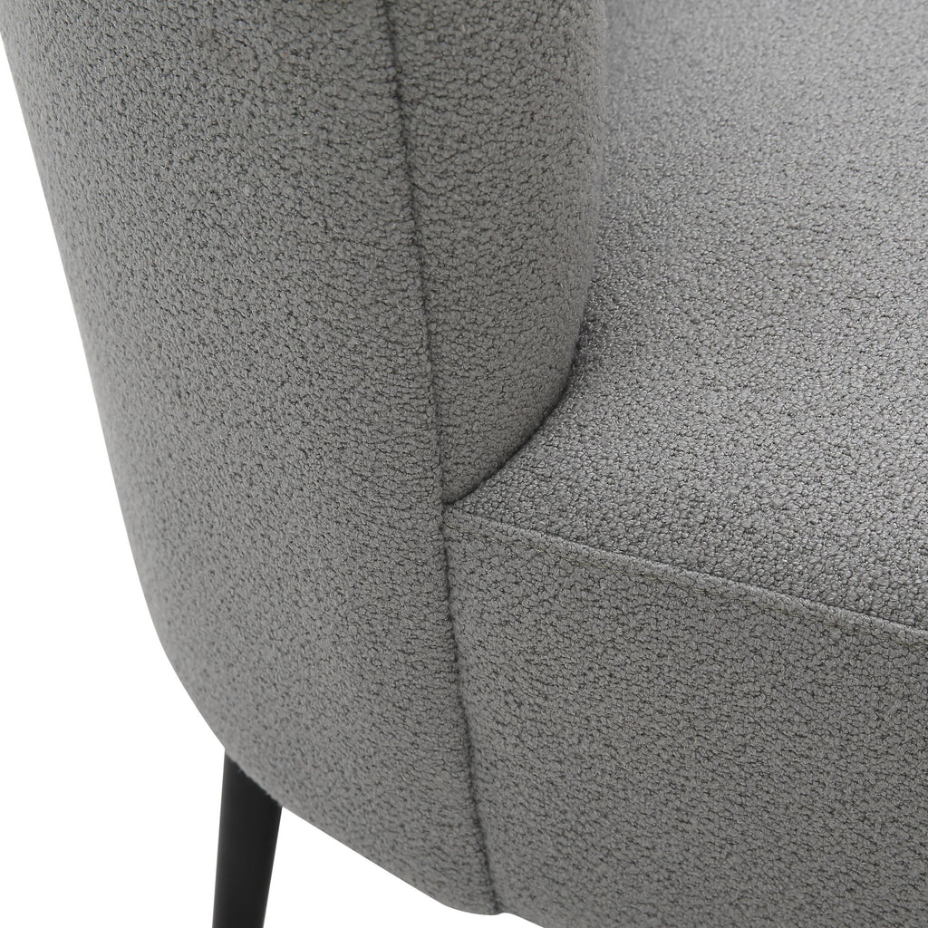 Fran Slipper Chair - Black Metal, Light Grey Sherpa Fabric