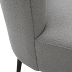 Fran Slipper Chair - Black Metal, Light Grey Sherpa Fabric