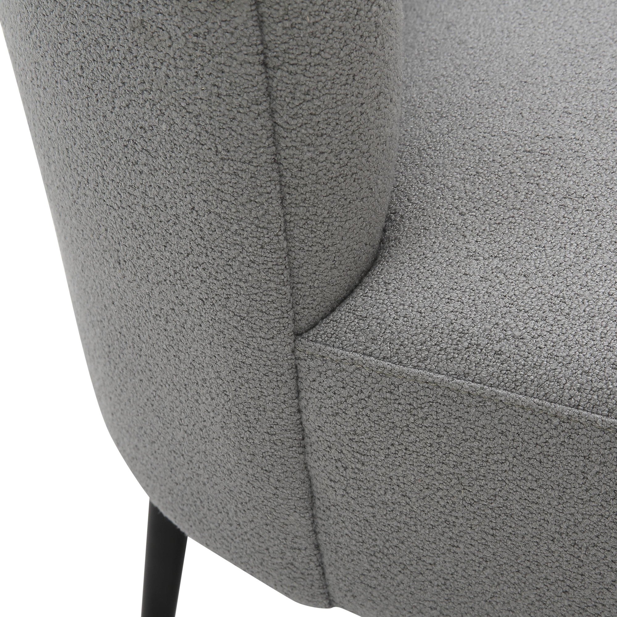 Fran Slipper Chair - Black Metal, Light Grey Sherpa Fabric