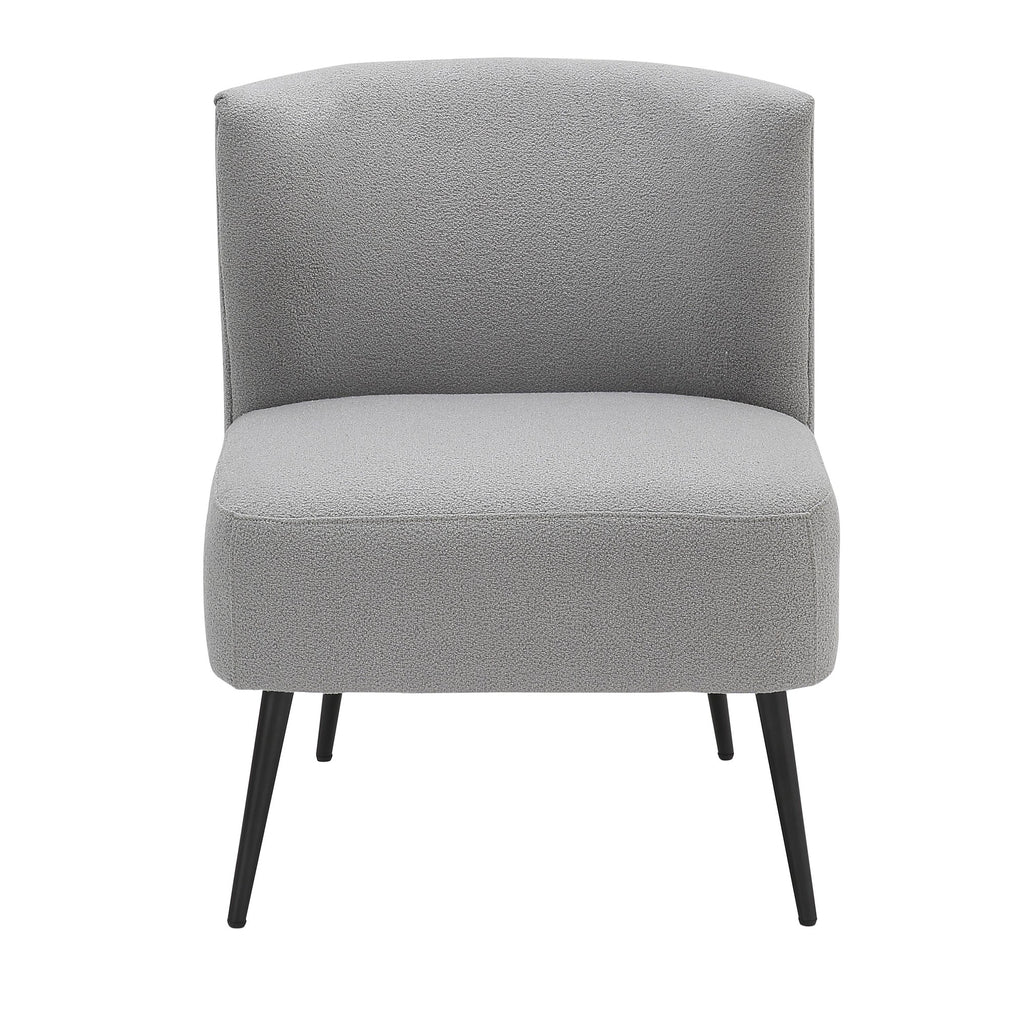 Fran Slipper Chair - Black Metal, Light Grey Sherpa Fabric
