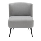 Fran Slipper Chair - Black Metal, Light Grey Sherpa Fabric