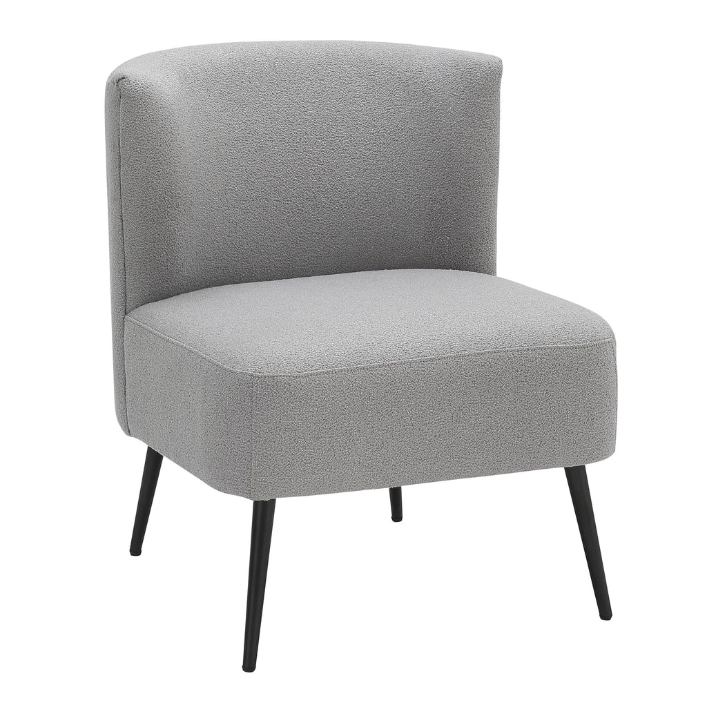 Fran Slipper Chair - Black Metal, Light Grey Sherpa Fabric