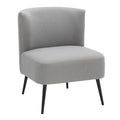 Fran Slipper Chair - Black Metal, Light Grey Sherpa Fabric