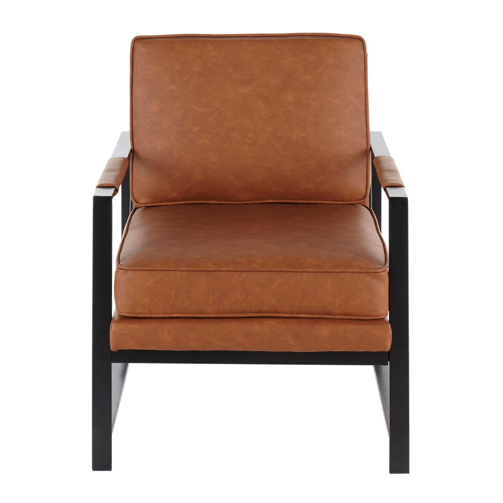 Franklin Arm Chair - Black Steel, Camel PU