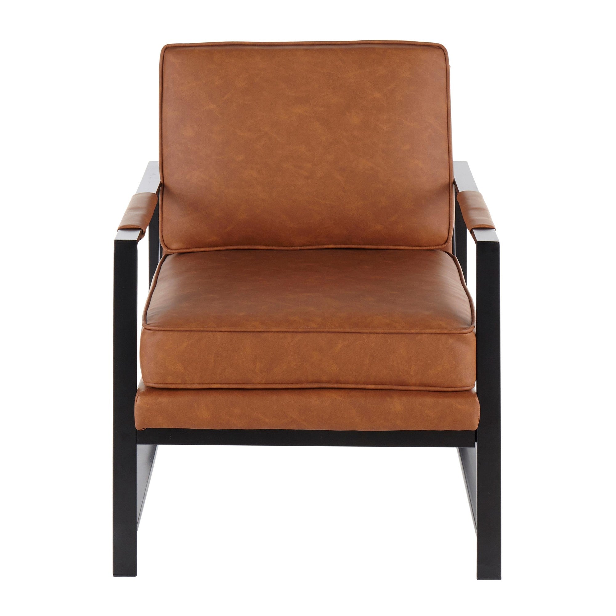 Franklin Arm Chair - Black Steel, Camel PU