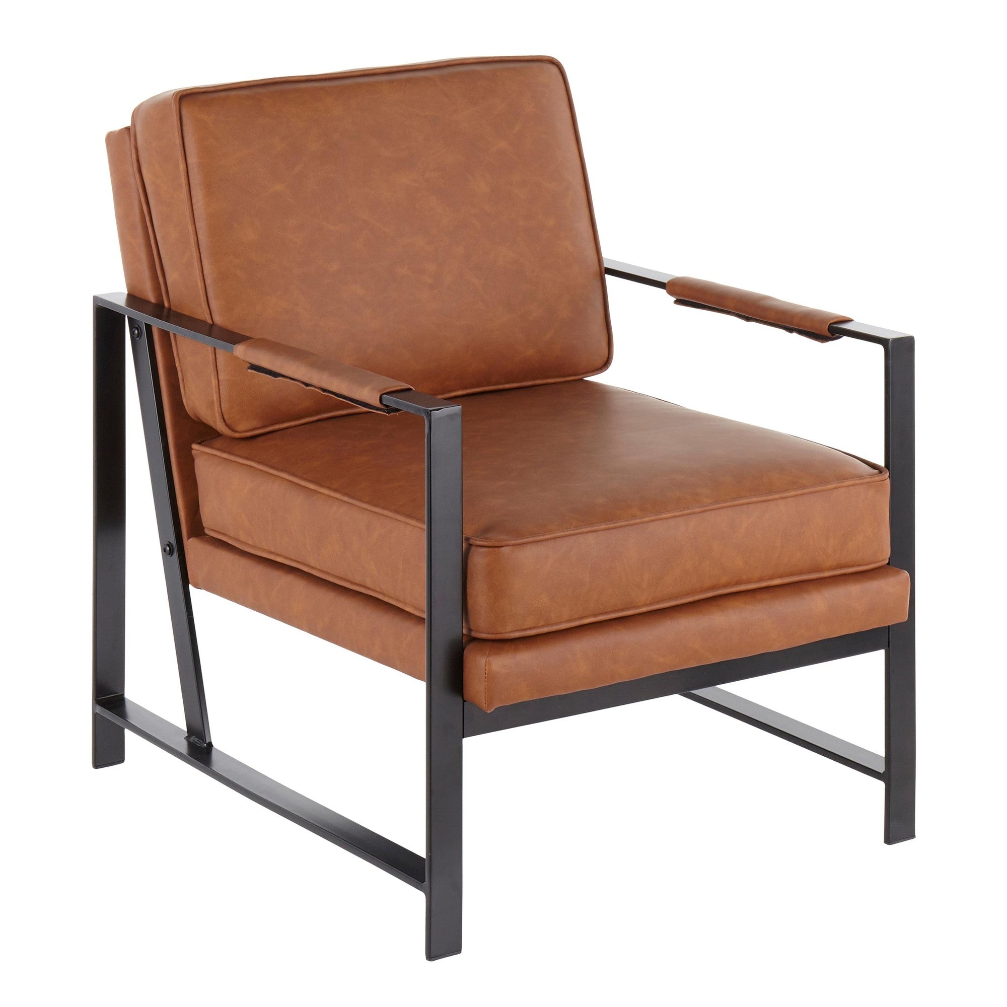 Franklin Arm Chair - Black Steel, Camel PU