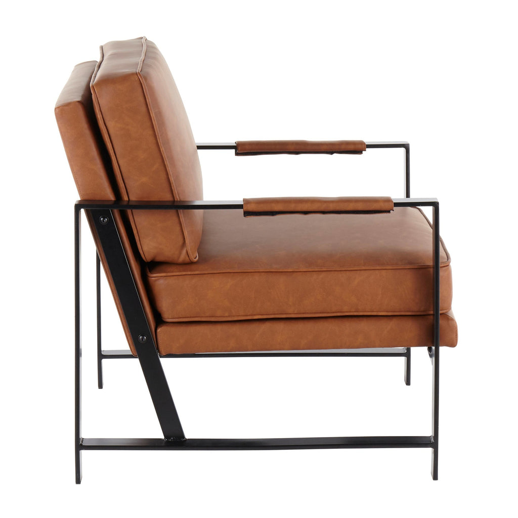 Franklin Arm Chair - Black Steel, Camel PU