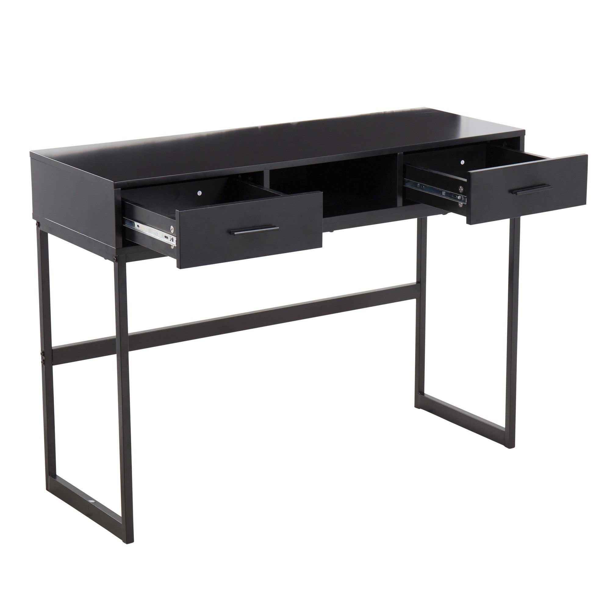 Franklin Console Table - Black Metal, Black Wood
