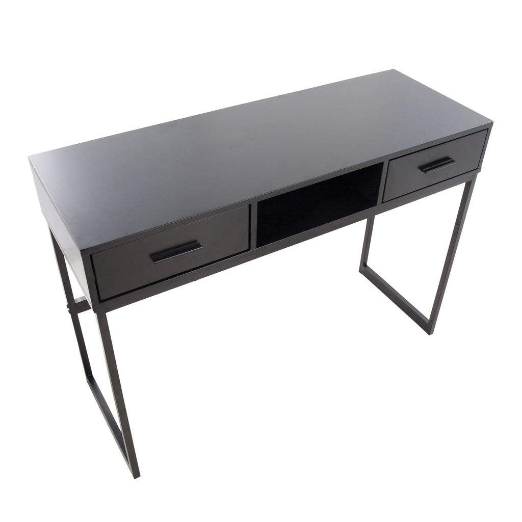 Franklin Console Table - Black Metal, Black Wood