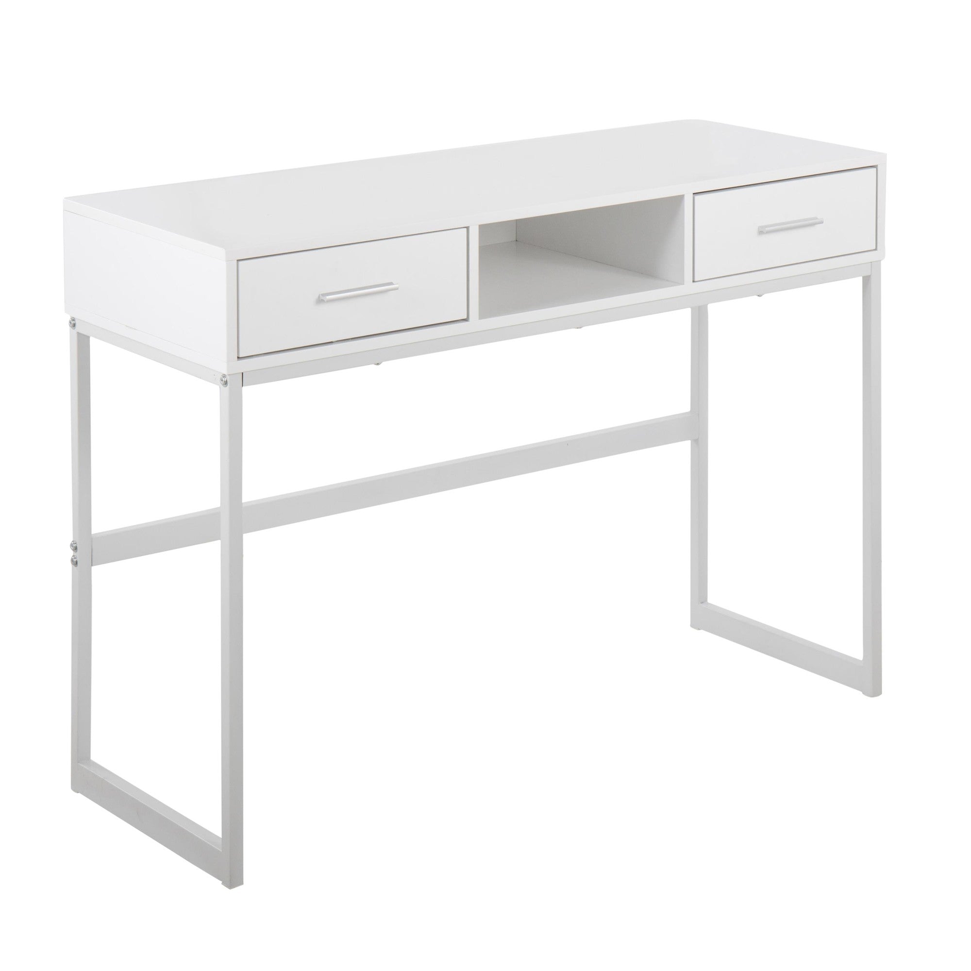 Franklin Console Table - White Metal, White Wood