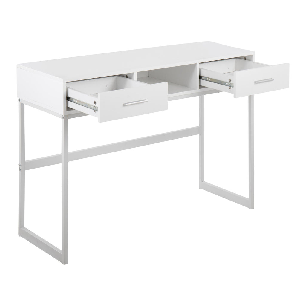 Franklin Console Table - White Metal, White Wood