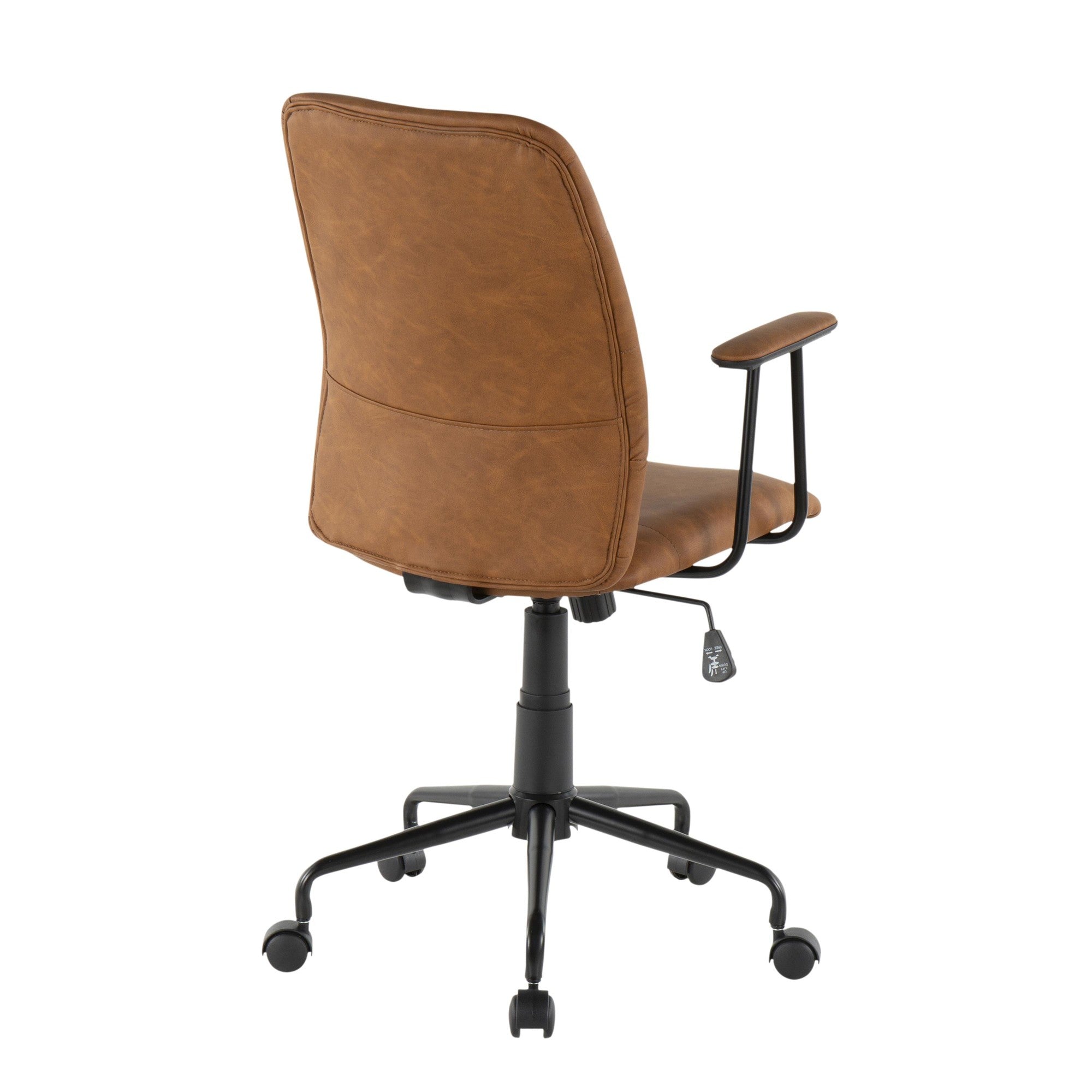 Fredrick Office Chair - Black Metal, Brown PU