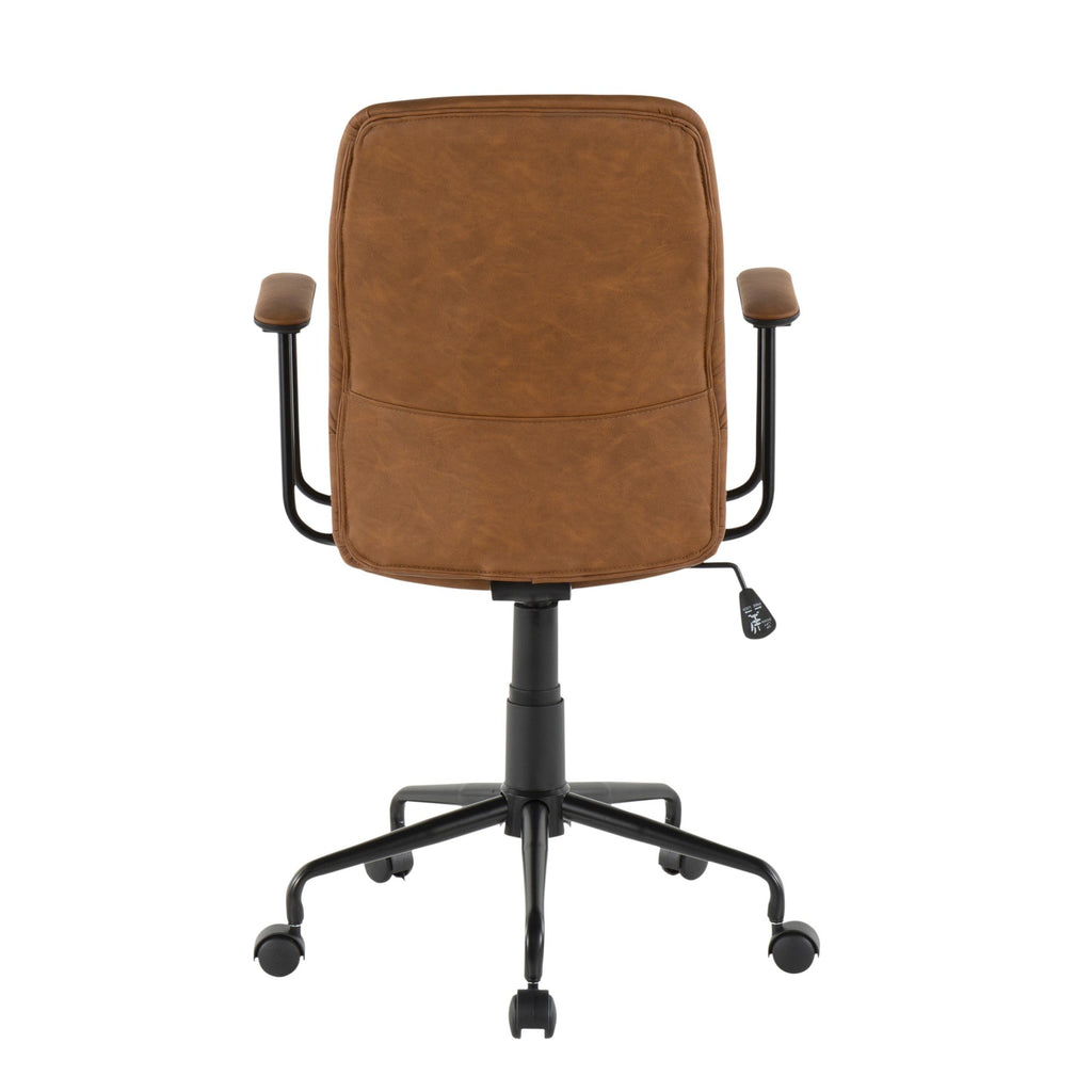 Fredrick Office Chair - Black Metal, Brown PU
