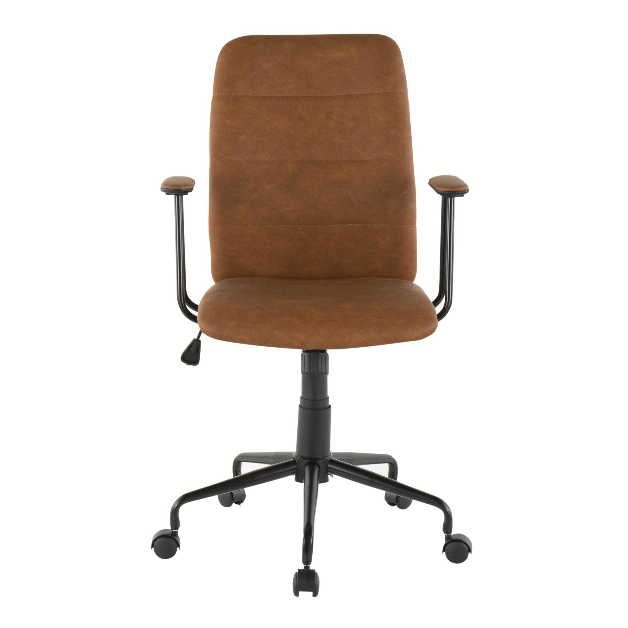 Fredrick Office Chair - Black Metal, Brown PU