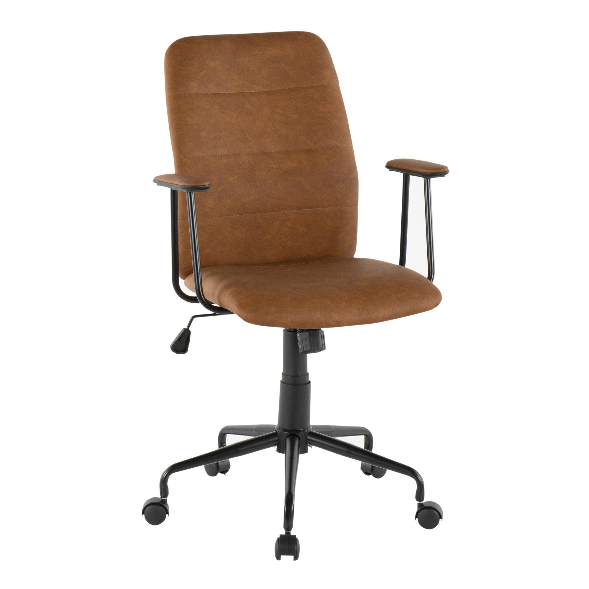 Fredrick Office Chair - Black Metal, Brown PU