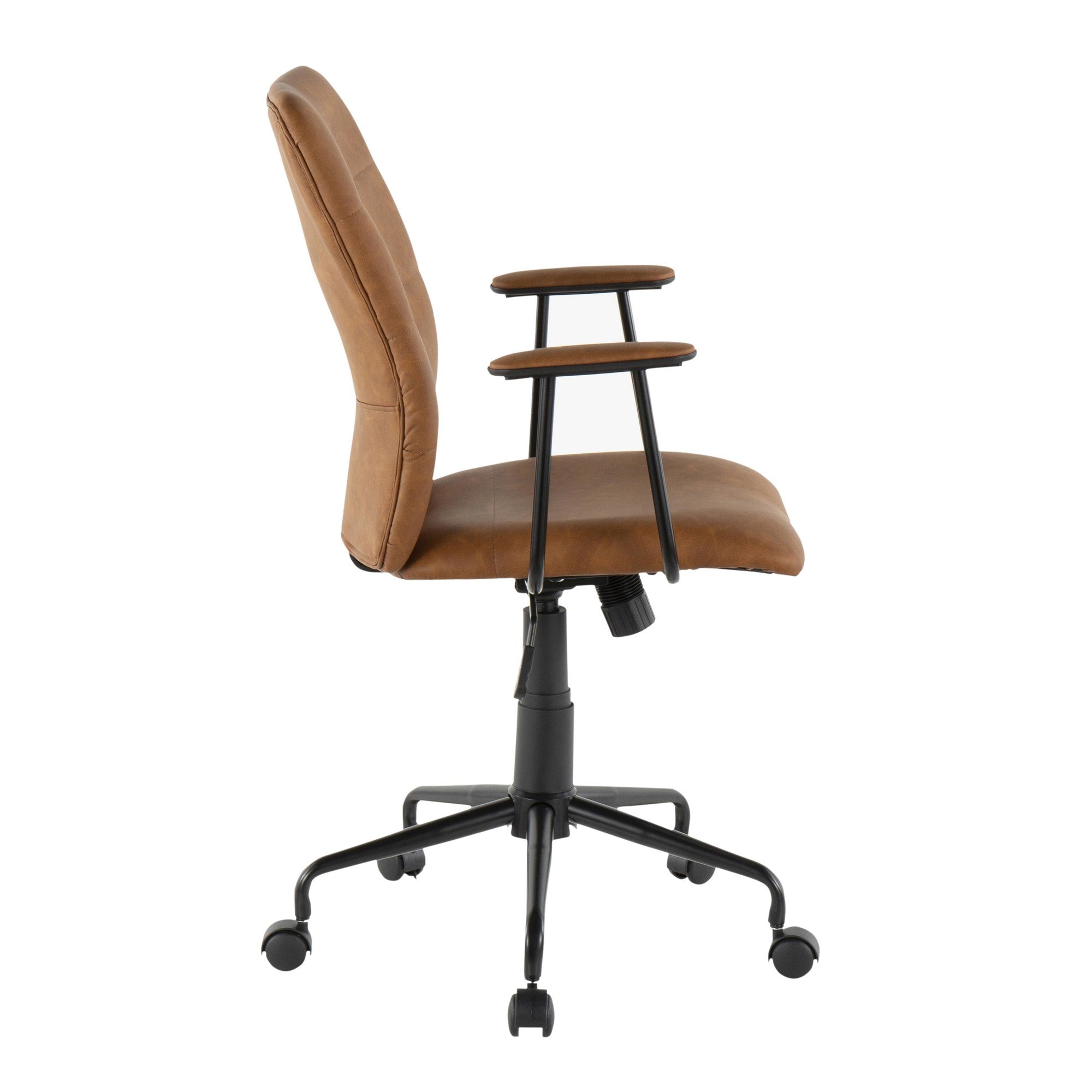 Fredrick Office Chair - Black Metal, Brown PU