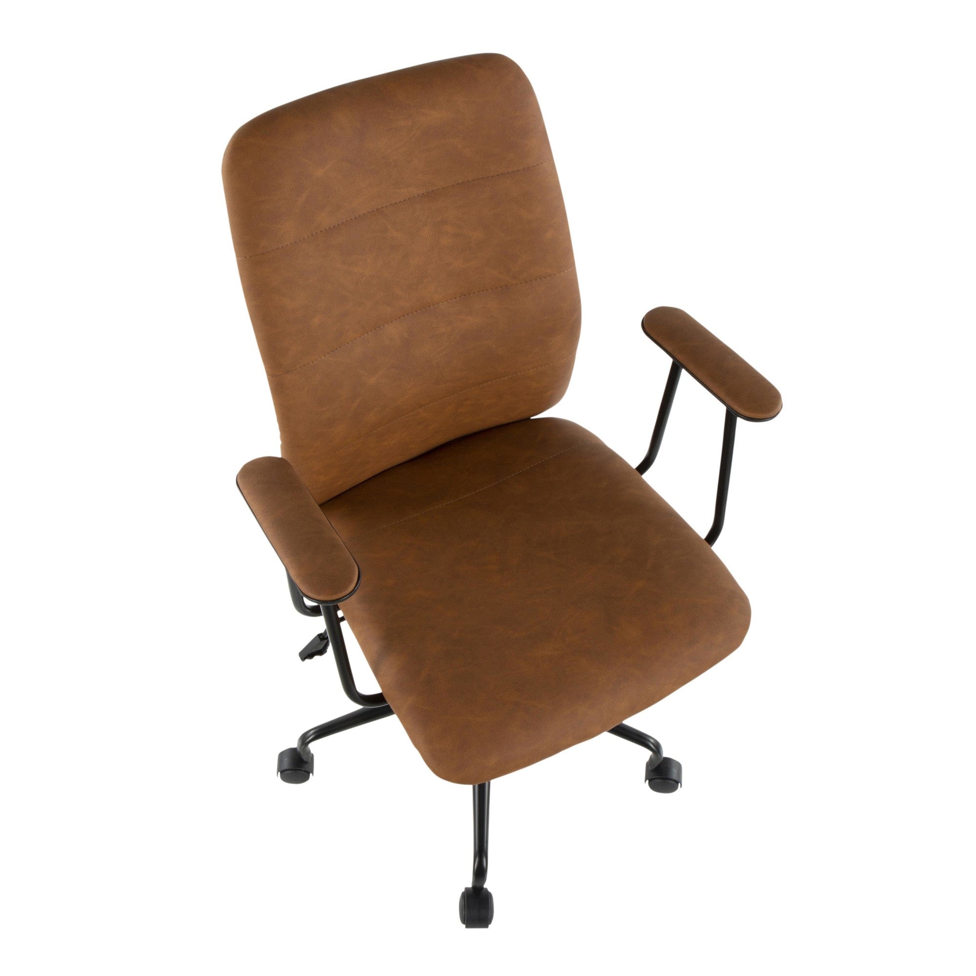 Fredrick Office Chair - Black Metal, Brown PU