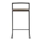 Fuji Stacker Counter Stool - Set of 2 - Black Metal, Espresso Bamboo