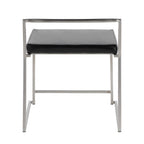 Fuji Dining Chair - Set of 2 - Brushed Stainless Steel, Black PU