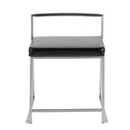 Fuji Dining Chair - Set of 2 - Brushed Stainless Steel, Black PU