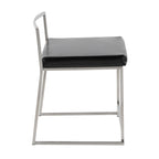 Fuji Dining Chair - Set of 2 - Brushed Stainless Steel, Black PU