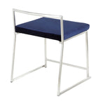 Fuji Dining Chair - Set of 2 - Brushed Stainless Steel, Blue Velvet