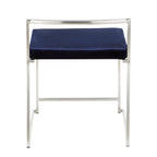 Fuji Dining Chair - Set of 2 - Brushed Stainless Steel, Blue Velvet