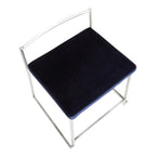 Fuji Dining Chair - Set of 2 - Brushed Stainless Steel, Blue Velvet
