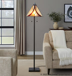 Ren 63" Floor Lamp - Oil Rubbed Bronze Metal, Cream Glass, Brown Glass