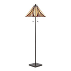 Ren 63" Floor Lamp - Oil Rubbed Bronze Metal, Cream Glass, Brown Glass