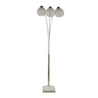 Willow Crystal 75" Metal Floor Lamp - Polished Nickel, White Marble, Clear Crystal