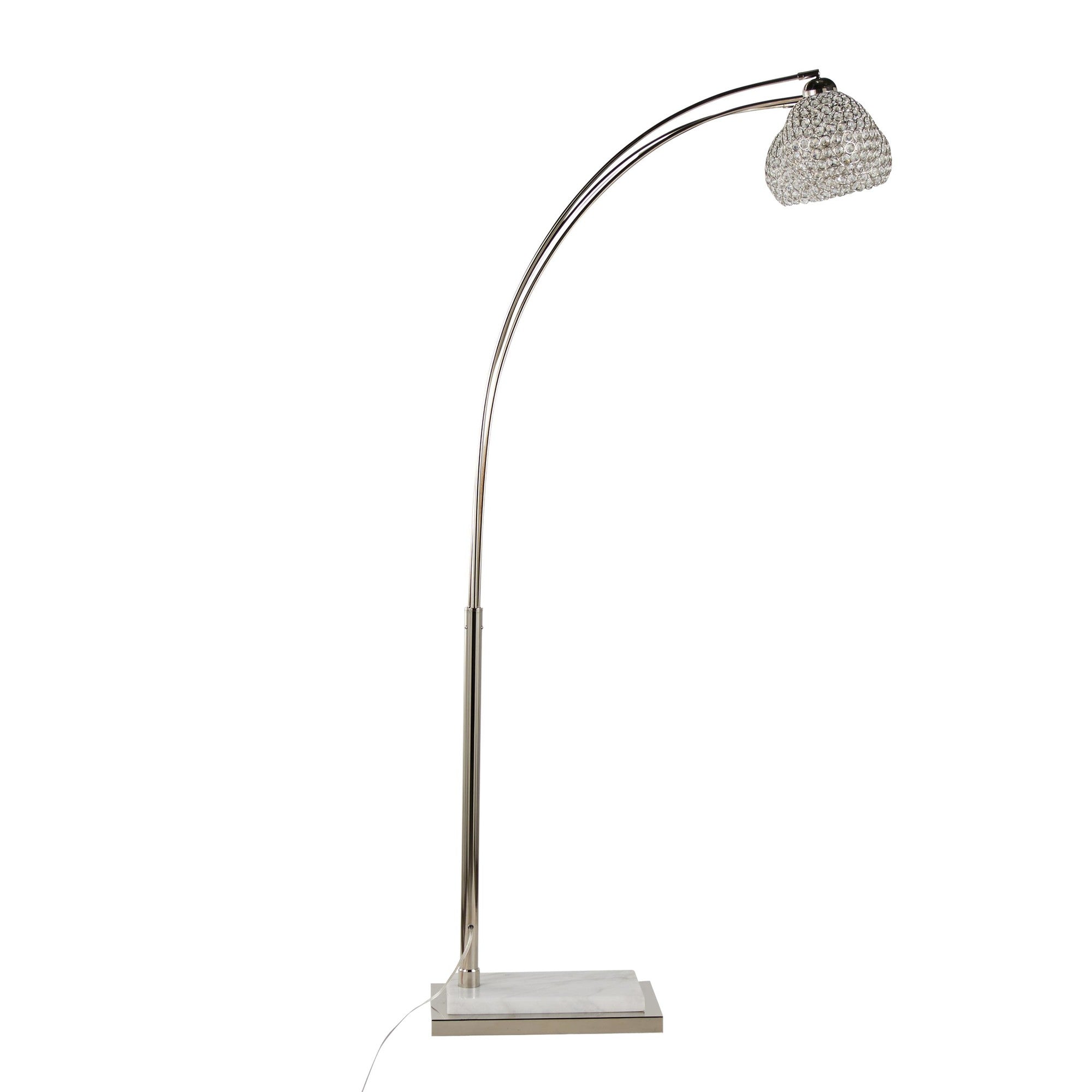 Willow Crystal 75" Metal Floor Lamp - Polished Nickel, White Marble, Clear Crystal