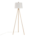 Tripod 61" Metal Floor Lamp - Gold Metal, White Linen