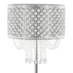 Droplets Sleek 60" Metal Floor Lamp - Chrome Metal, Clear Crystal