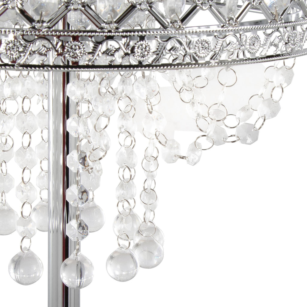 Droplets Sleek 60" Metal Floor Lamp - Chrome Metal, Clear Crystal