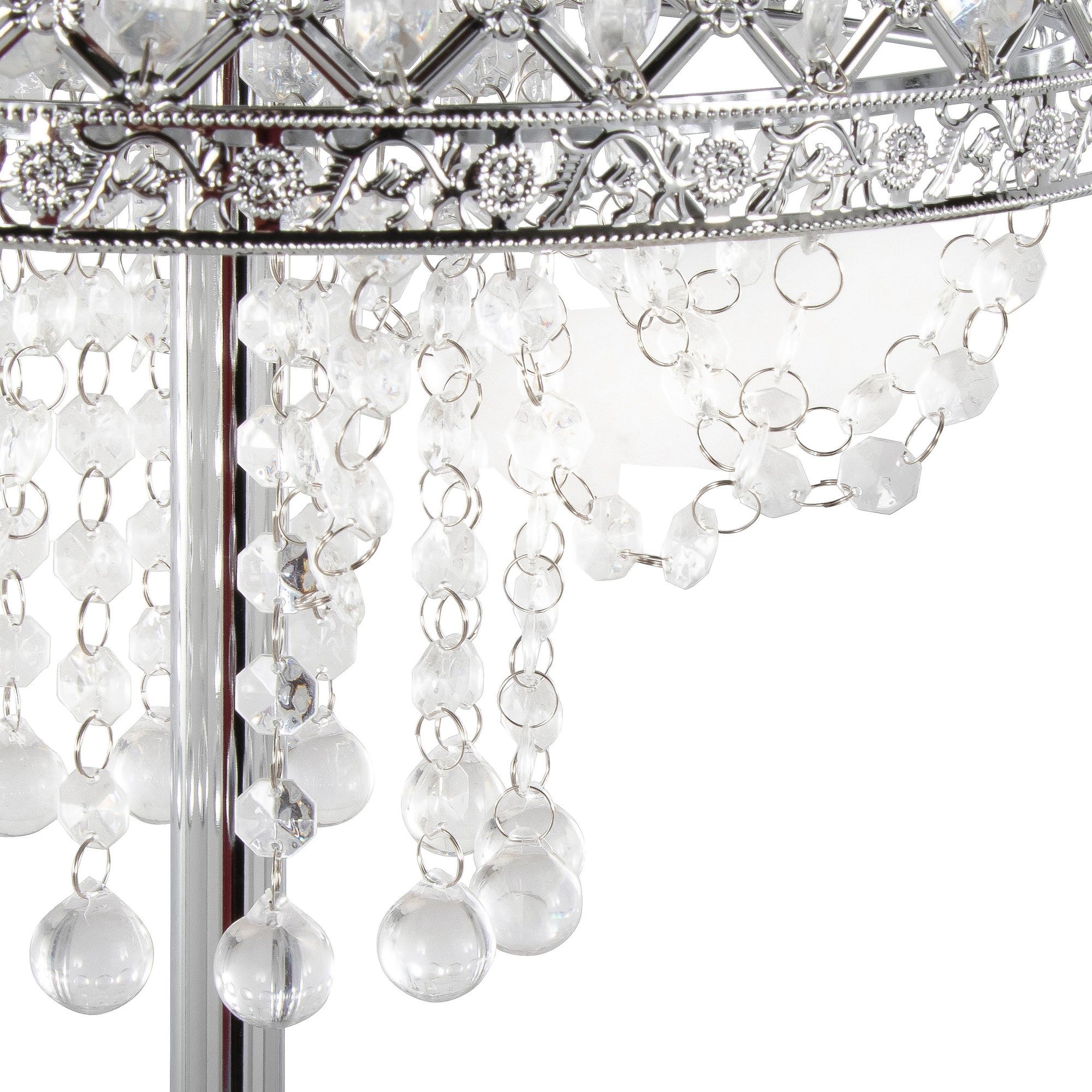 Droplets Sleek 60" Metal Floor Lamp - Chrome Metal, Clear Crystal