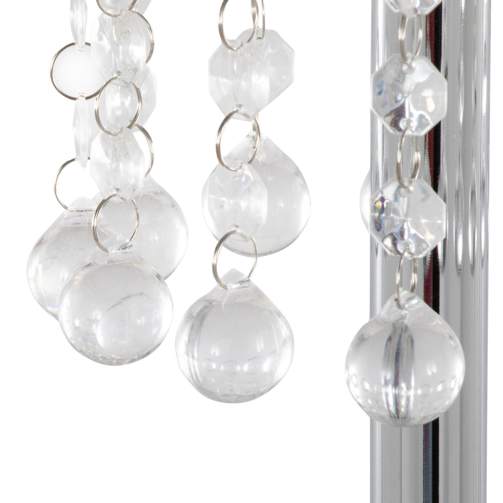 Droplets Sleek 60" Metal Floor Lamp - Chrome Metal, Clear Crystal